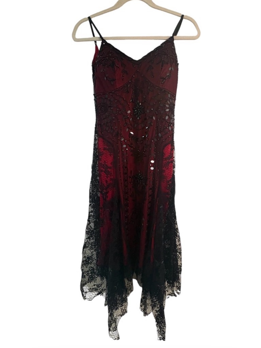 NWT Vintage Sue Wong Nocturne N3371 Black Red Beaded Lace Dress Sz 4 - Picture 3 of 6